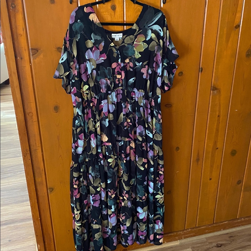 Ava & Viv Multicolor Patterned Dress